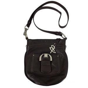 b. makowsky Vintage Leather Y2K 90’s Dark Brown Crossbody Purse Bohemian